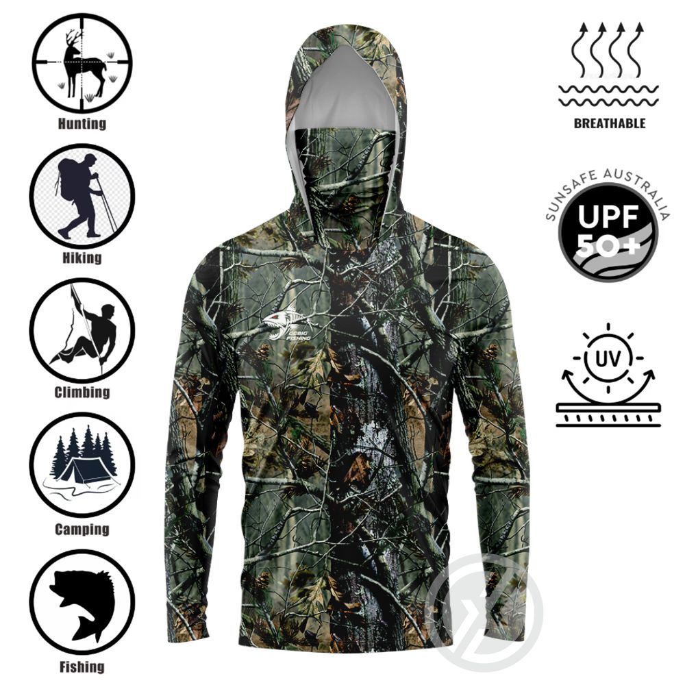 Fishing Hoodie - UPF50+ Hooded Fishing Shirt Built‑in Face