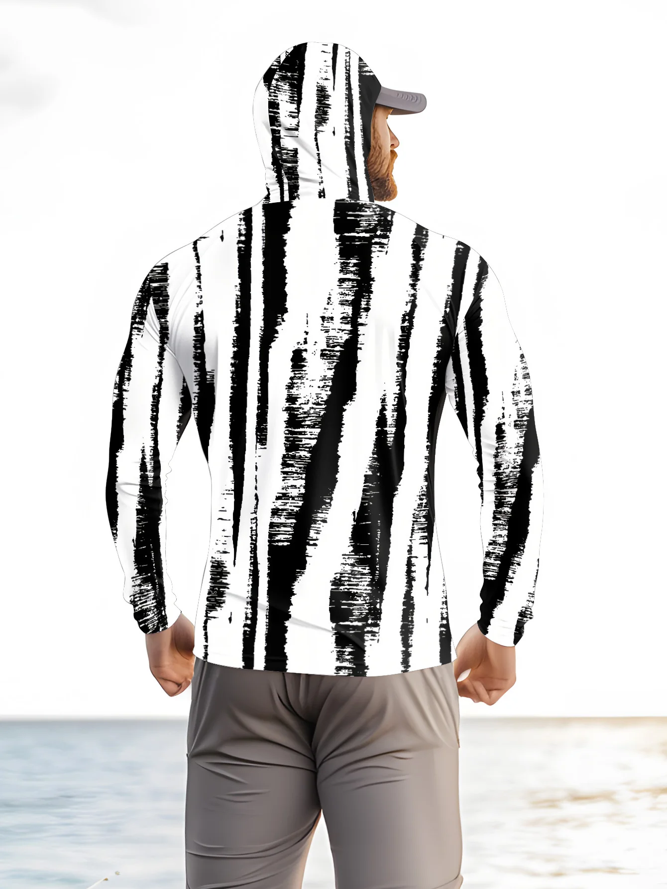 Men Black‑White Stripe Fishing - đánh giá và giá Fishing Mask Sun Protection
