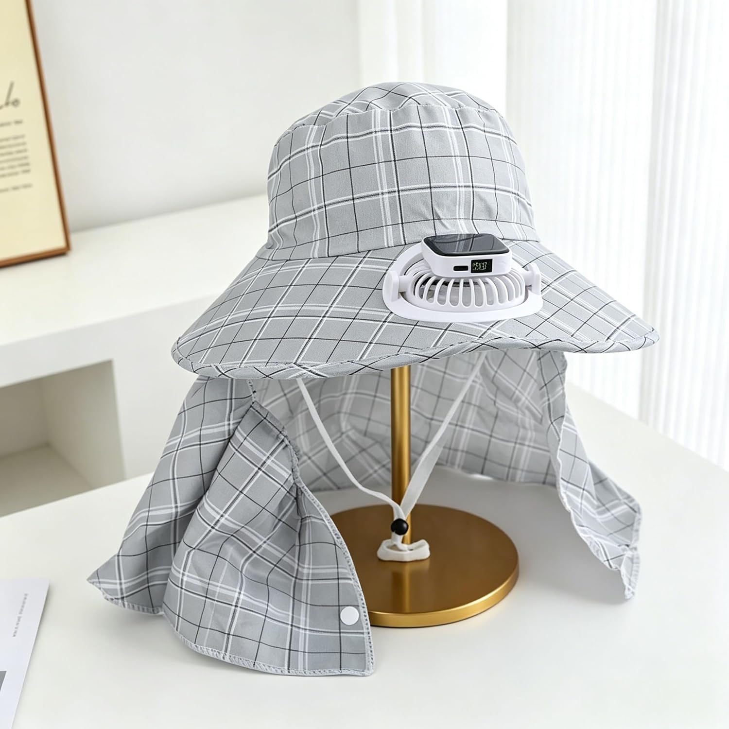 1PC Solar Power Neck Guard Fan - đánh giá và giá Fishing Hat
